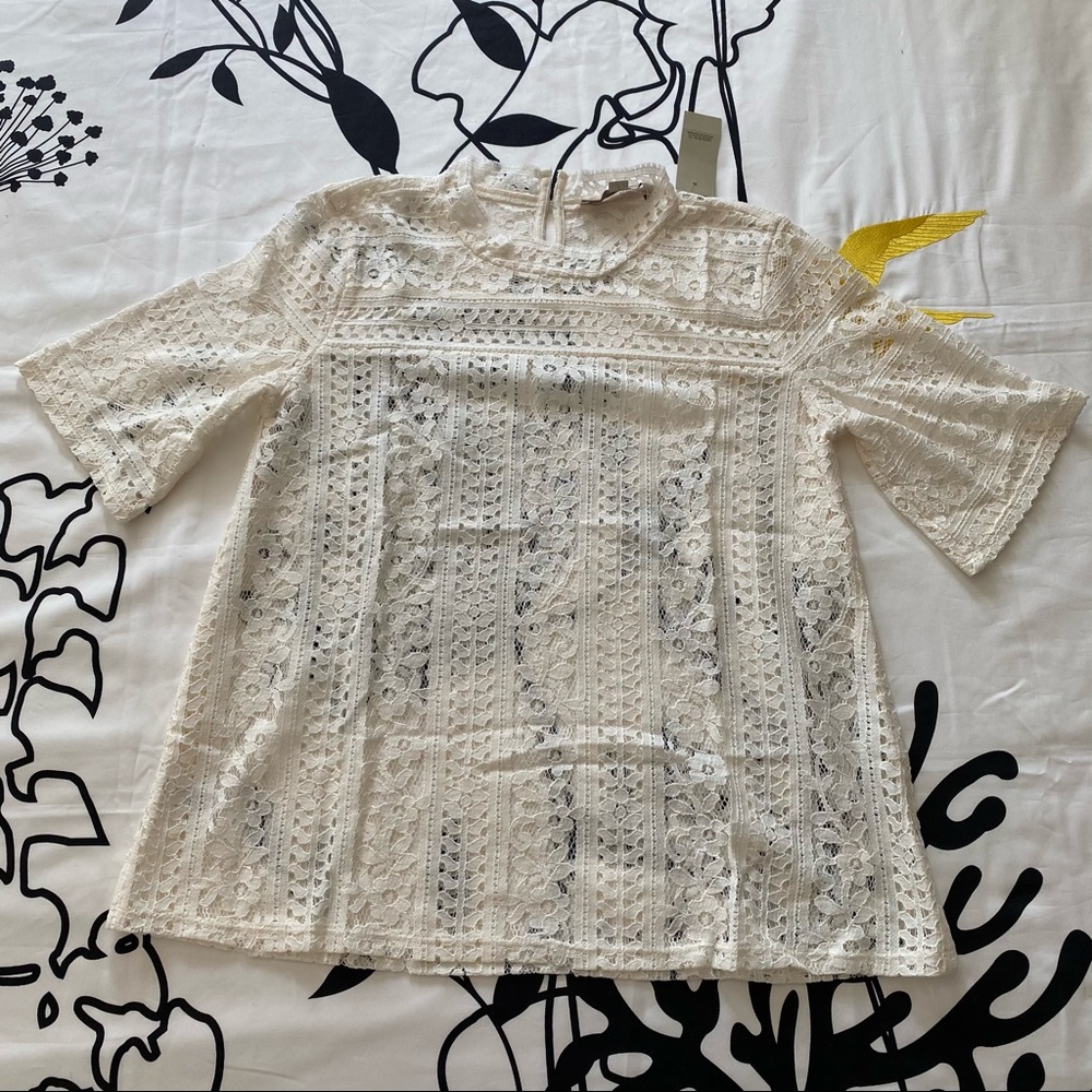 LOFT White Floral Lace Top
